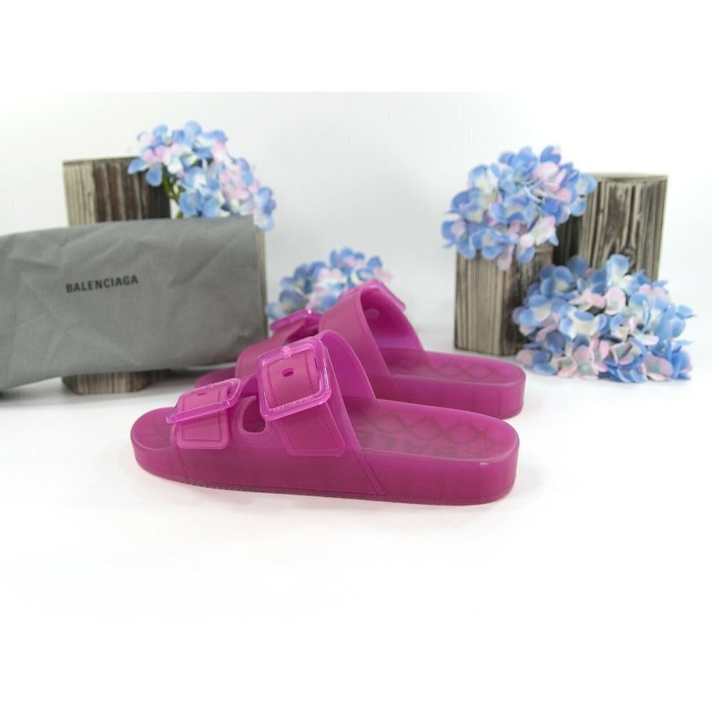 Balenciaga Magenta Pink Mallora Pool Slide Sandal 36 NIB - Picture 8 of 8